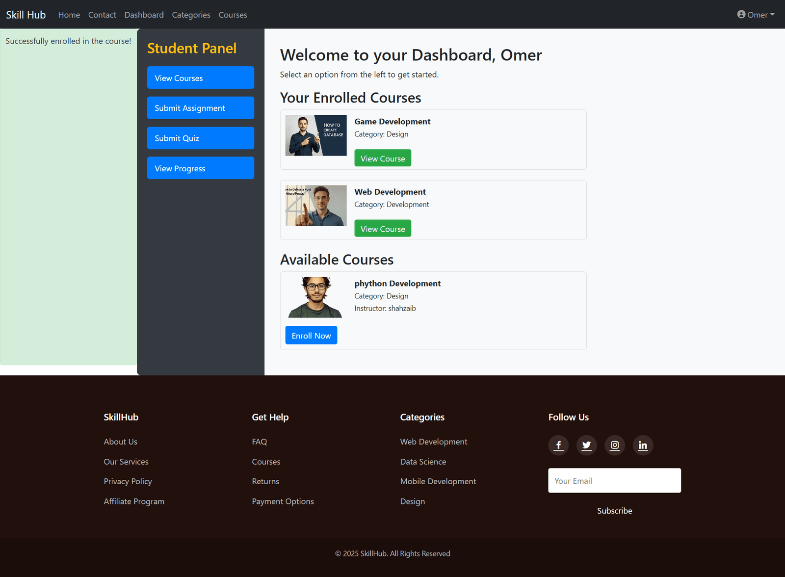 screencapture-localhost-SKILLHUB-dashboard-php-2025-12-22-21_45_50